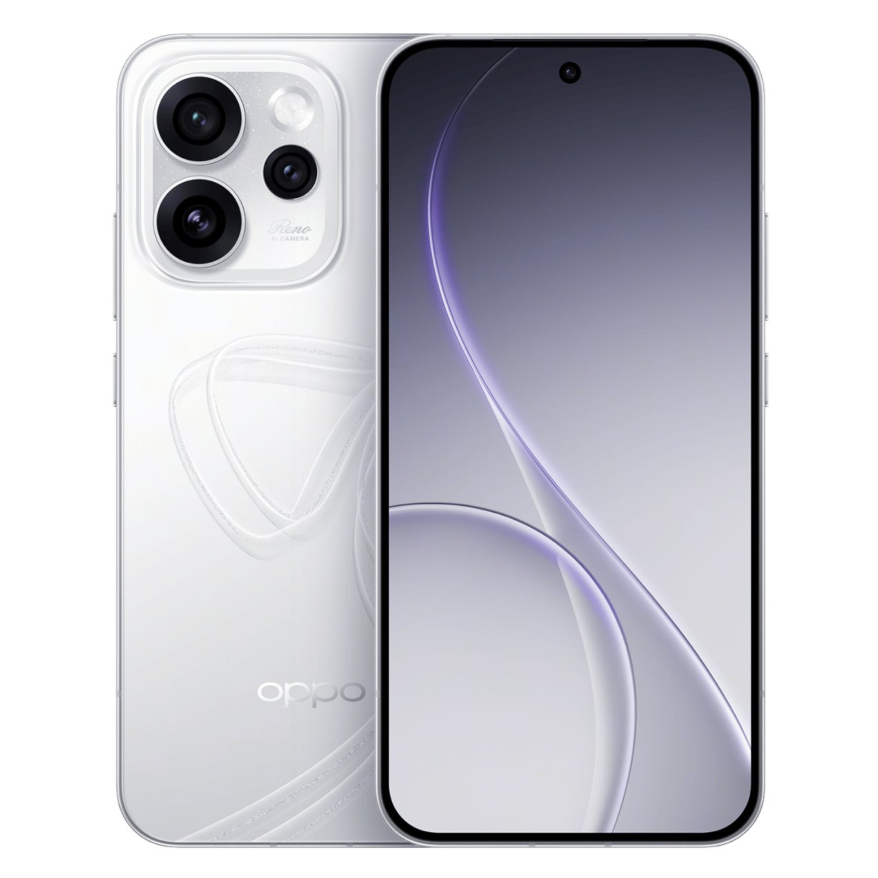 ppo Reno 15 smartphone in the Starlight Bow color variant, featuring a square triple rear camera module and a sleek, modern AMOLED display with ultra-thin bezels.