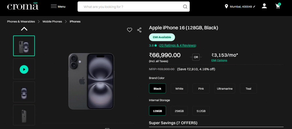 iphone 16 croma black friday sale